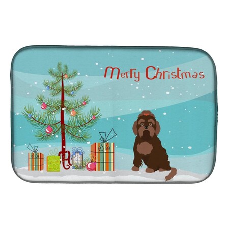 Carolines Treasures Brown Russian Tsvetnaya Bolonka Lap Dog Christmas Tree Dish Drying Mat CK3509DDM